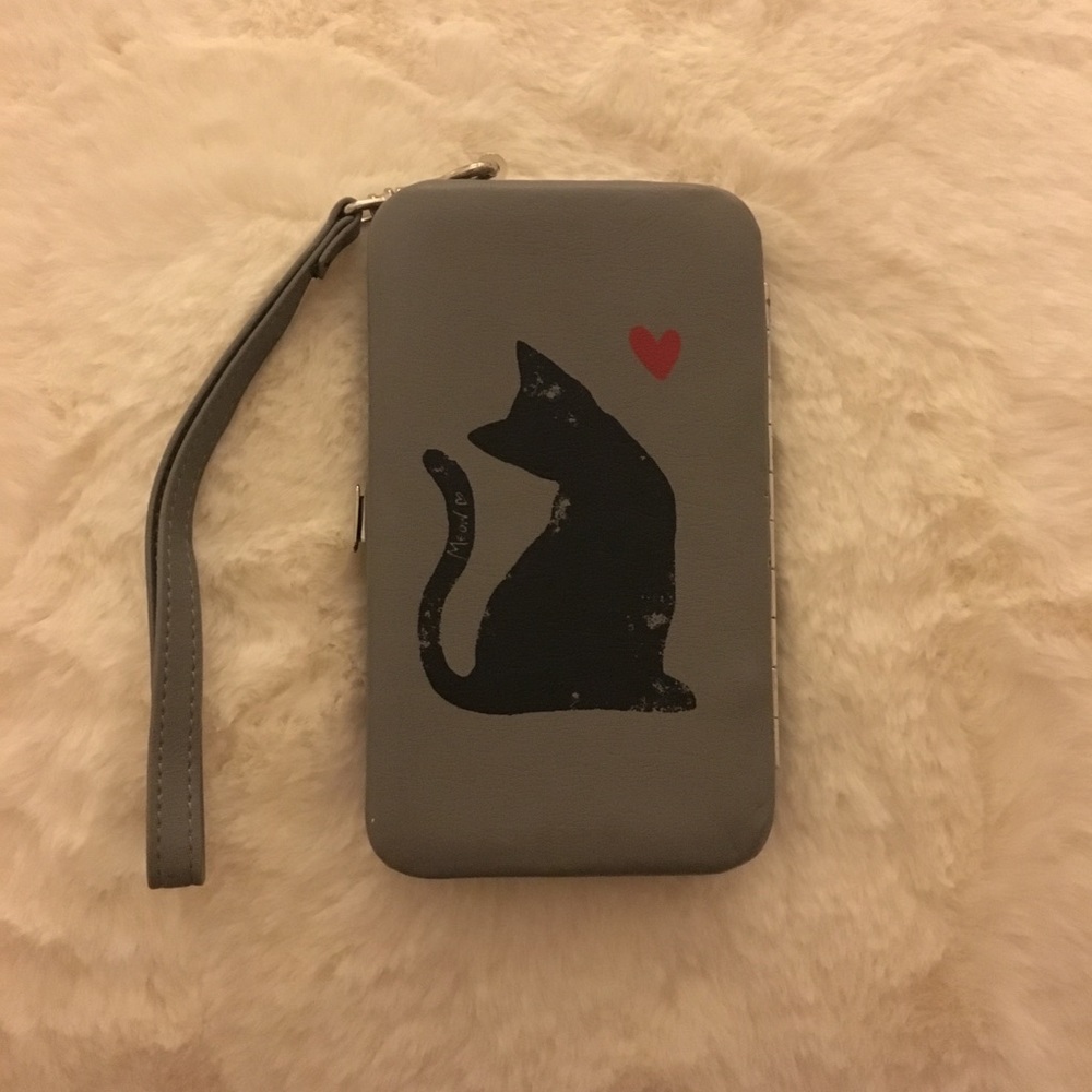 Grey cat IPhone 5s case and wallet